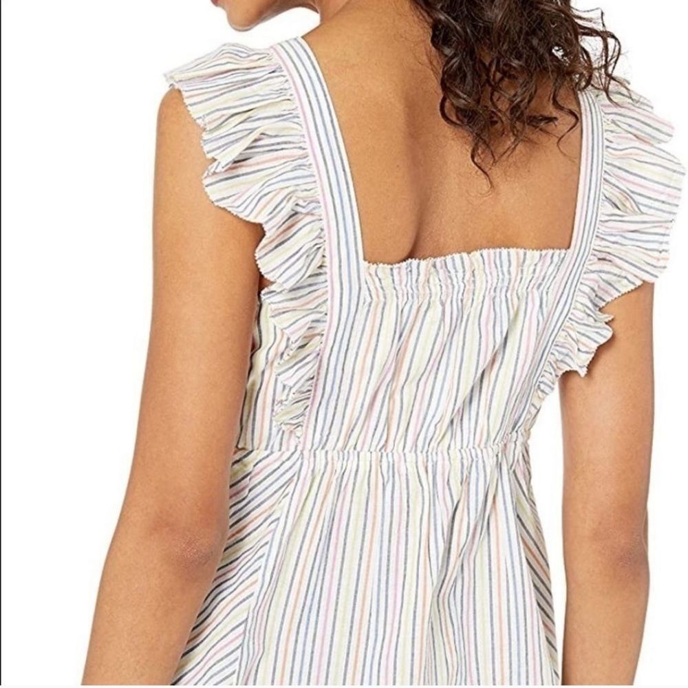 Ella Moss striped multi wear ruffle cute preppy vacation top size medium NWT - Picture 2 of 9